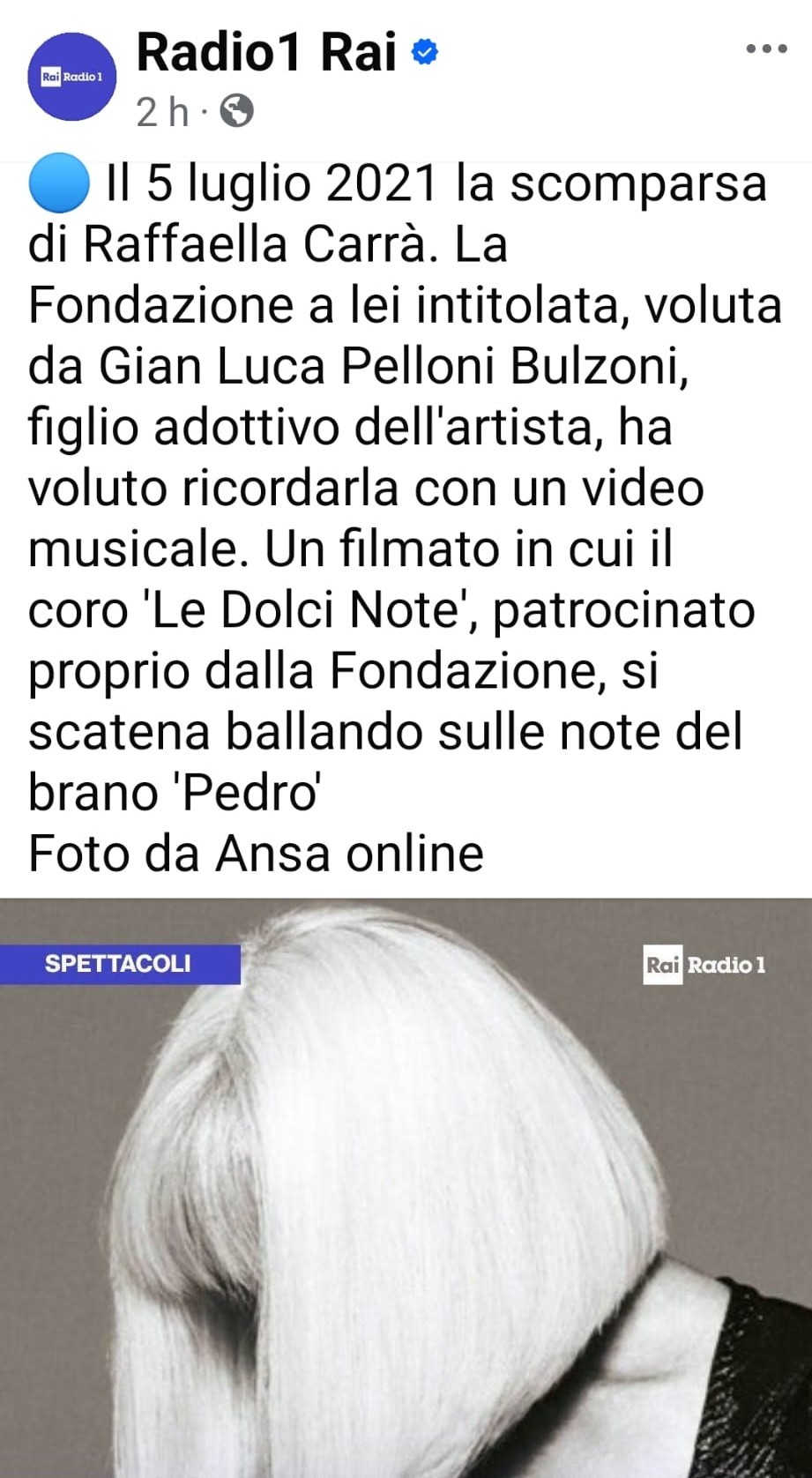 Coro Le Dolci Note e Fondazione Raffaella Carrà